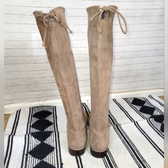 Stuart Weitzman Jocey Taupe Over The Knee Suede Flat Boots, sz 8.5 - Picture 7 of 16